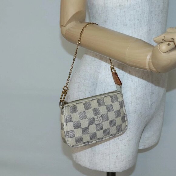 LOUIS VUITTON Damier Azur Mini Pochette Accessoires Pouch N63005 LV Auth 142334 - Picture 1 of 16